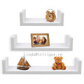 MDF high quality wall floating shelf 'w' shape wooden wall mount shower shelf